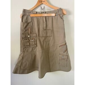 Oilily cargo y2k asymmetrical khaki skirt multi pockets as is M